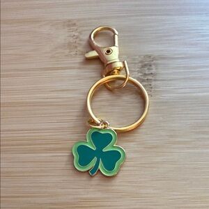 Gold and Green Clover Keychain